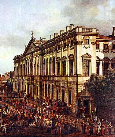 Krasinski Square. Detail with Krasinski Palace., Bernardo Bellotto